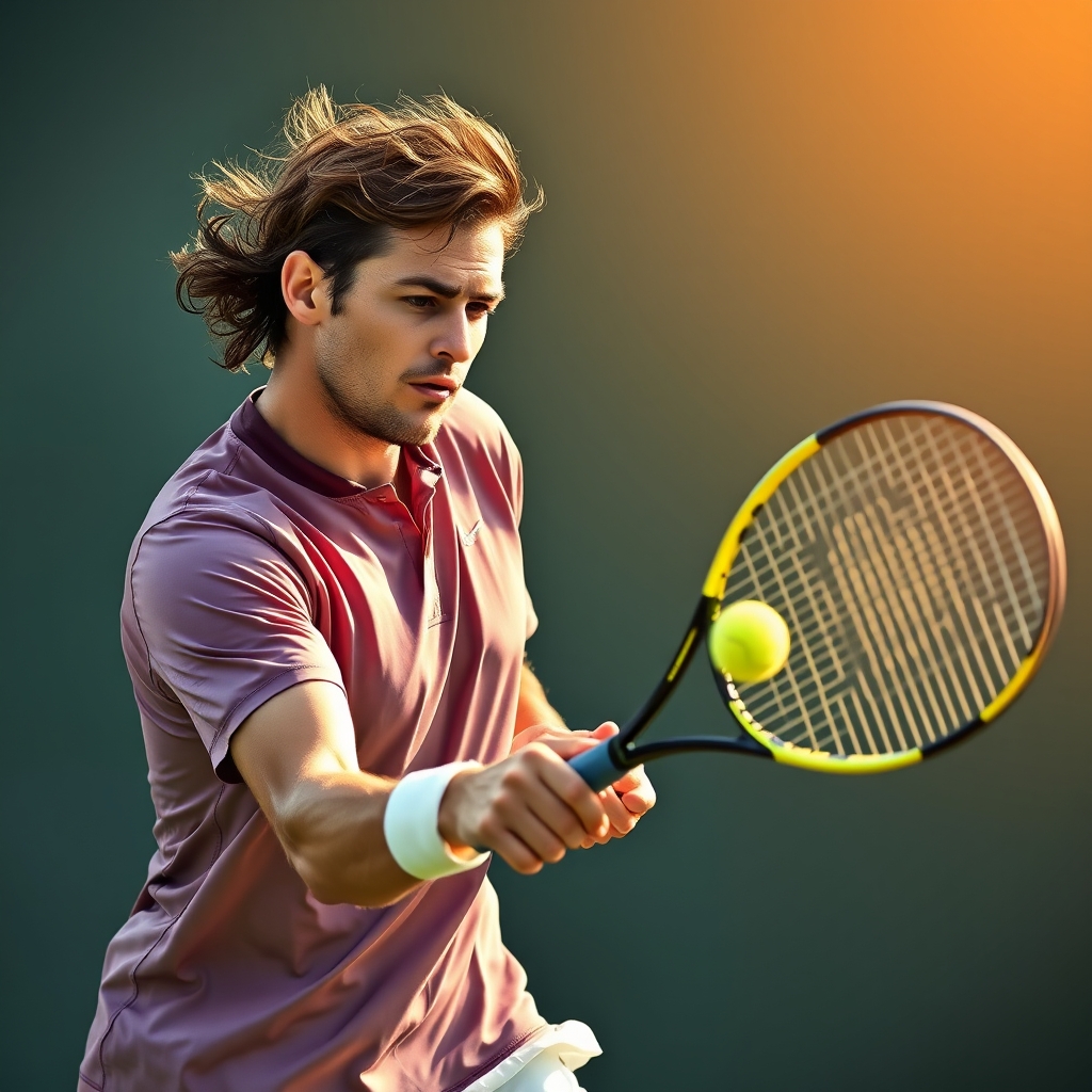 Tennis player serving with cryptocurrency logo